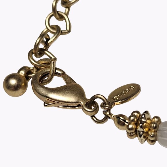 Chicos Retro Orange White Beaded Gold Tone Long Statement Necklace Jewelry Women - Picture 5 of 8